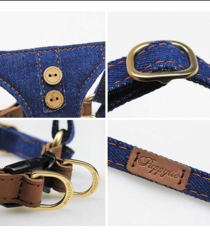 Denim Harness+leash (Small)