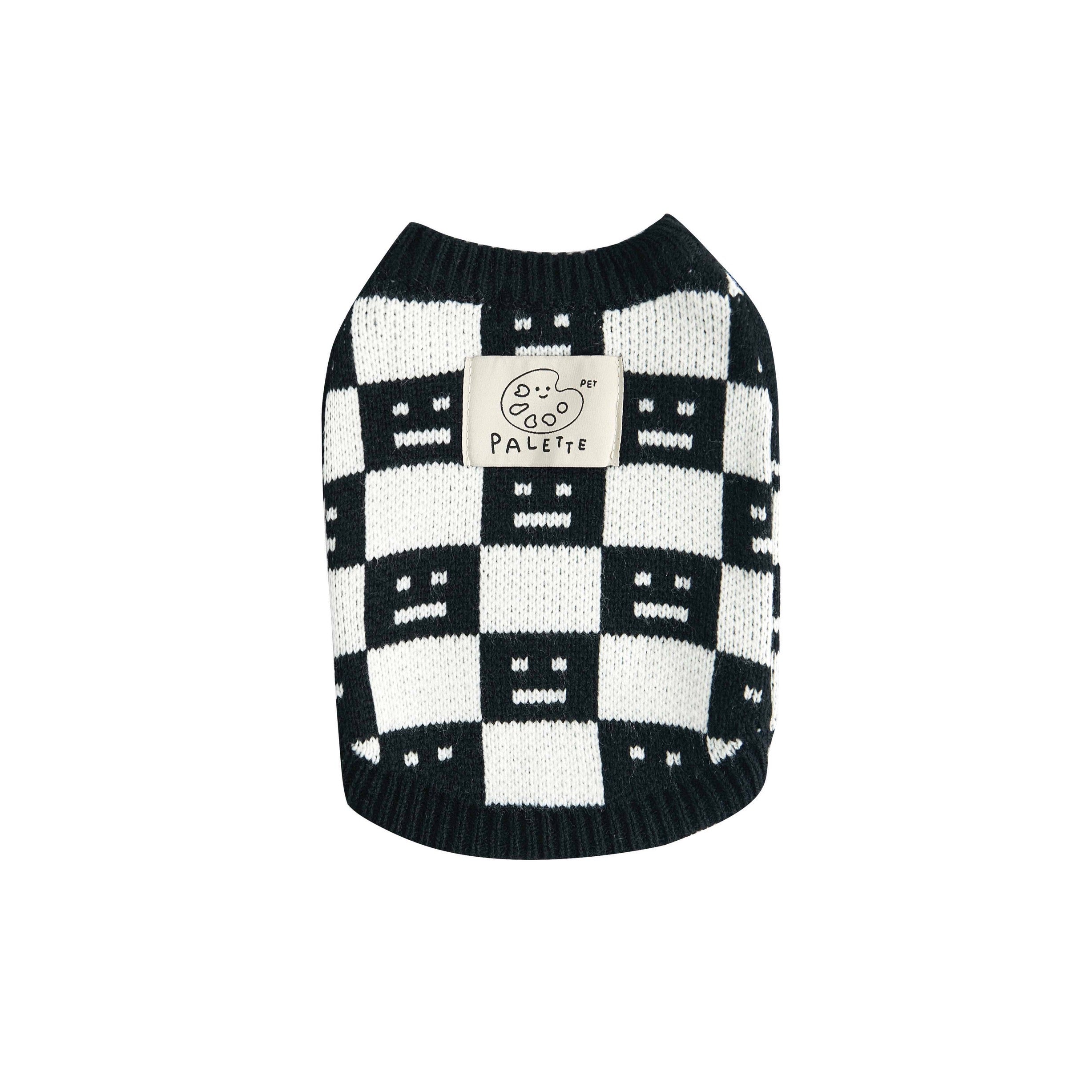 Dog Clothes Black and White Checkerboard Dog Sweater