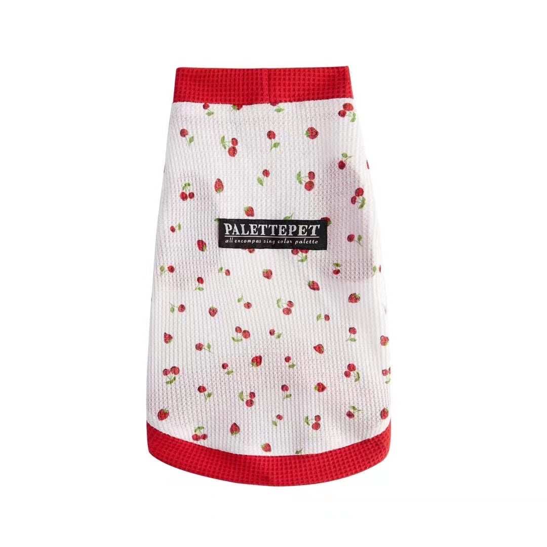 Dog clothes Strawberry and Cherry Summer Waffle Shirt Dog Shirt