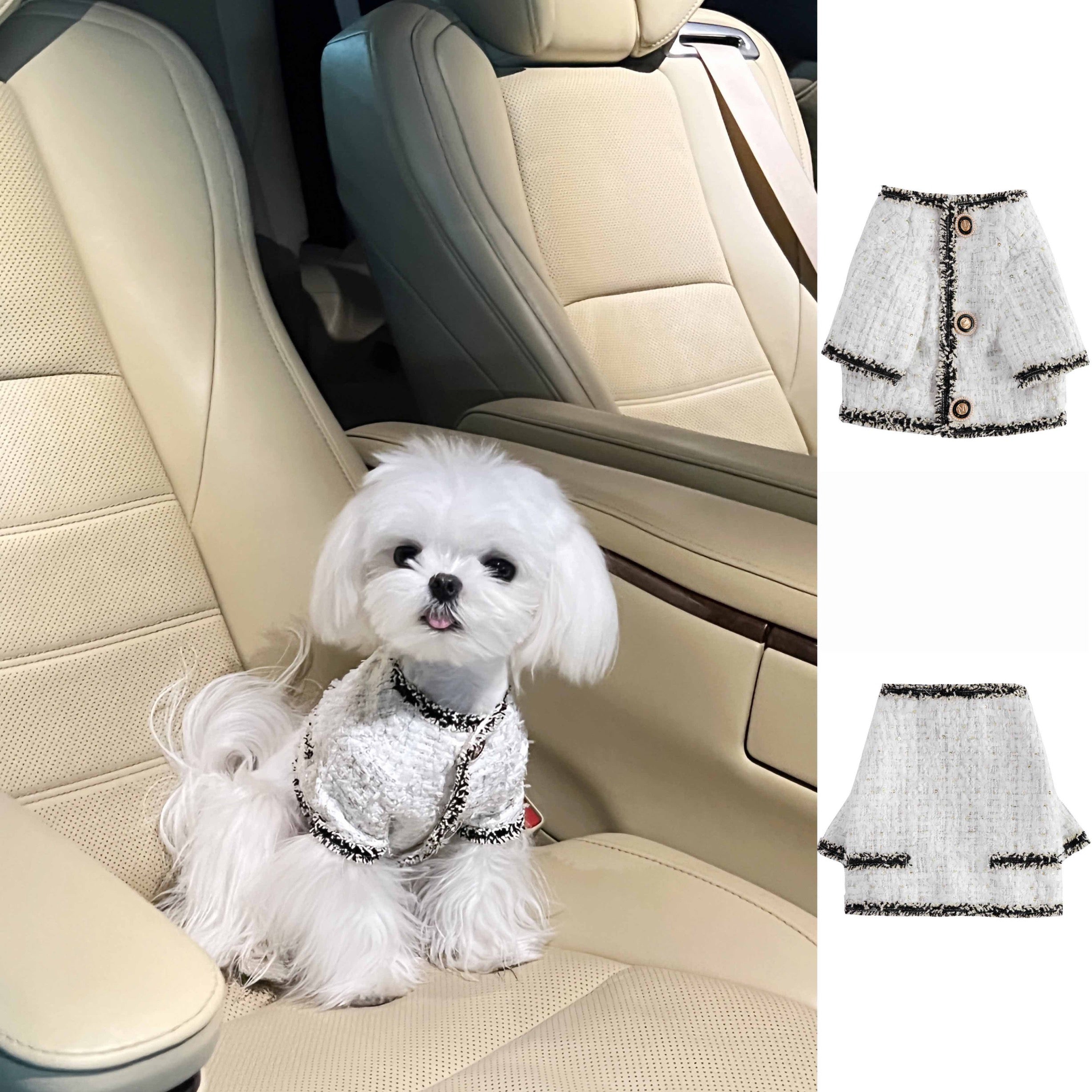 White Dog Jacket Tweed Clothes for Winter